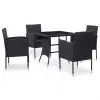 vidaXL 5 Piece Outdoor Dining Set Poly Rattan Black