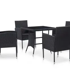 vidaXL 5 Piece Outdoor Dining Set Poly Rattan Black