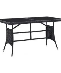 vidaXL 7 Piece Outdoor Dining Set Poly Rattan Black