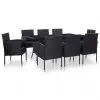 vidaXL 9 Piece Outdoor Dining Set Poly Rattan Black