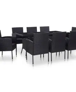 vidaXL 9 Piece Outdoor Dining Set Poly Rattan Black