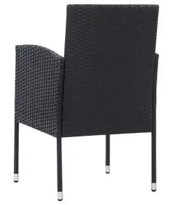 vidaXL 7 Piece Outdoor Dining Set with Cushions Poly Rattan Black