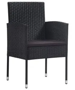 vidaXL 9 Piece Outdoor Dining Set with Cushions Poly Rattan Black