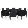 vidaXL 11 Piece Outdoor Dining Set with Cushions Poly Rattan Black