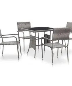 vidaXL 5 Piece Outdoor Dining Set Poly Rattan Anthracite