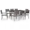 vidaXL 9 Piece Outdoor Dining Set Poly Rattan Grey