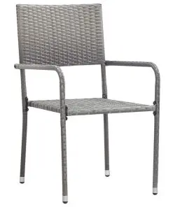 vidaXL 9 Piece Outdoor Dining Set Poly Rattan Grey