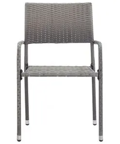 vidaXL Outdoor Dining Chairs 2 pcs Poly Rattan Grey