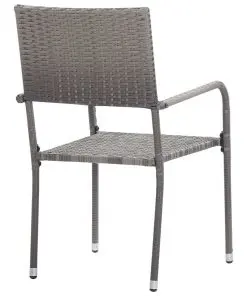 vidaXL Outdoor Dining Chairs 2 pcs Poly Rattan Grey