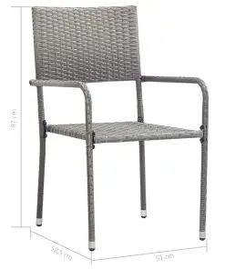 vidaXL Outdoor Dining Chairs 2 pcs Poly Rattan Grey
