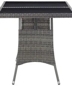vidaXL Garden Table Grey 140x80x74 cm Poly Rattan