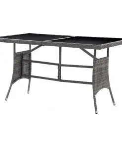 vidaXL Garden Table Grey 140x80x74 cm Poly Rattan