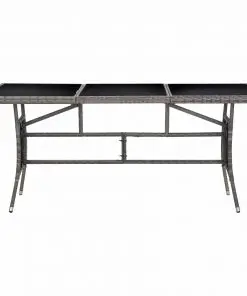 vidaXL Garden Table Grey 170x80x74 cm Poly Rattan