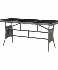 vidaXL Garden Table Grey 170x80x74 cm Poly Rattan