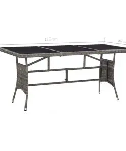 vidaXL Garden Table Grey 170x80x74 cm Poly Rattan