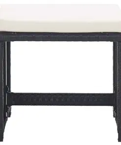 vidaXL Garden Stools 2 pcs with Cushions Poly Rattan Black