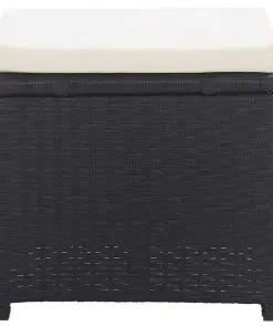 vidaXL Garden Stools 2 pcs with Cushions Poly Rattan Black