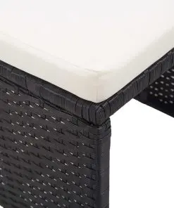 vidaXL Garden Stools 2 pcs with Cushions Poly Rattan Black