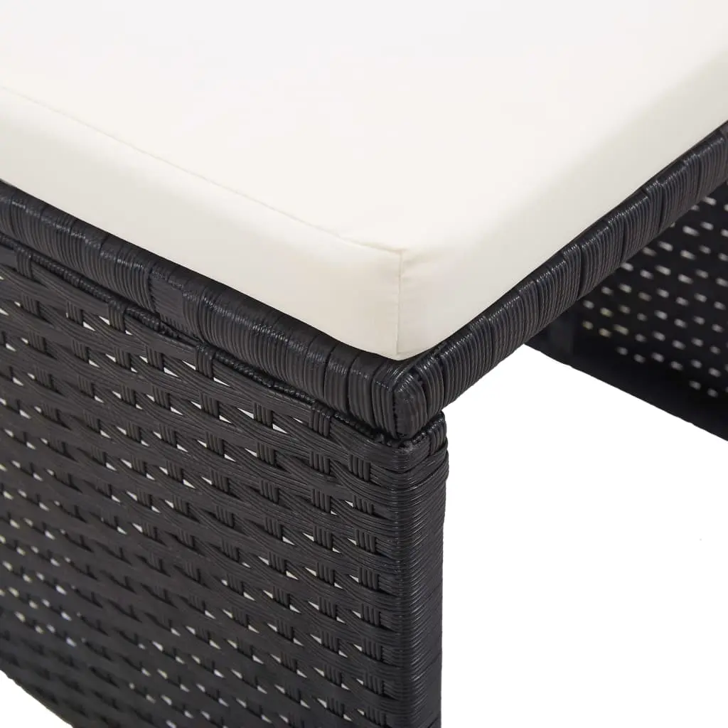 vidaXL Garden Stools 2 pcs with Cushions Poly Rattan Black