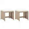 vidaXL Garden Stools 2 pcs with Cushions Poly Rattan Beige