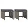 vidaXL Garden Stools 2 pcs with Cushions Poly Rattan Anthracite