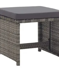 vidaXL Garden Stools 2 pcs with Cushions Poly Rattan Anthracite