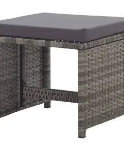 vidaXL Garden Stools 2 pcs with Cushions Poly Rattan Anthracite