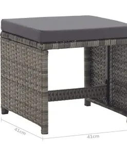 vidaXL Garden Stools 2 pcs with Cushions Poly Rattan Anthracite