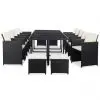 vidaXL 15 Piece Outdoor Dining Set with Cushions Poly Rattan Black