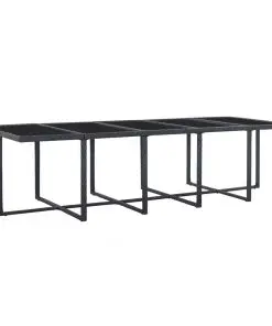 vidaXL 15 Piece Outdoor Dining Set with Cushions Poly Rattan Black