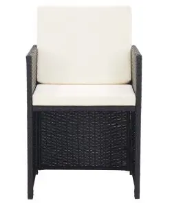 vidaXL 15 Piece Outdoor Dining Set with Cushions Poly Rattan Black