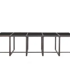 vidaXL 15 Piece Outdoor Dining Set with Cushions Poly Rattan Brown