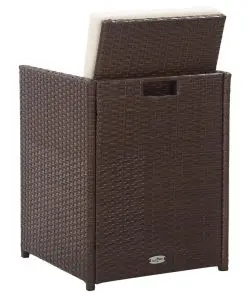 vidaXL 15 Piece Outdoor Dining Set with Cushions Poly Rattan Brown