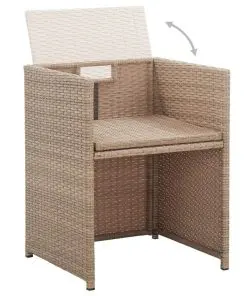 vidaXL 15 Piece Outdoor Dining Set with Cushions Poly Rattan Beige
