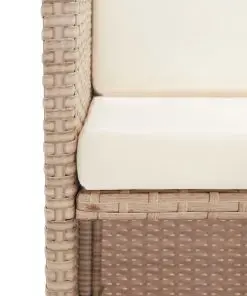 vidaXL 15 Piece Outdoor Dining Set with Cushions Poly Rattan Beige