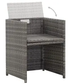 vidaXL 15 Piece Outdoor Dining Set with Cushions Poly Rattan Anthracite