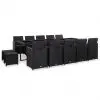vidaXL 15 Piece Outdoor Dining Set with Cushions Poly Rattan Black