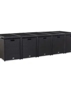 vidaXL 15 Piece Outdoor Dining Set with Cushions Poly Rattan Black