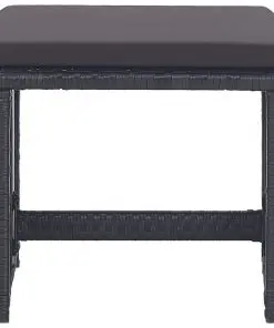 vidaXL 15 Piece Outdoor Dining Set with Cushions Poly Rattan Black