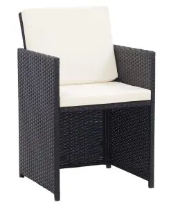 vidaXL 15 Piece Outdoor Dining Set with Cushions Poly Rattan Black