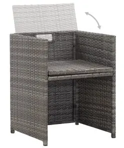 vidaXL 15 Piece Outdoor Dining Set with Cushions Poly Rattan Anthracite