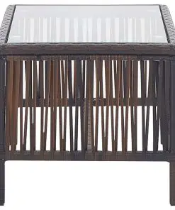 vidaXL 4 Piece Garden Lounge Set with Cushion Poly Rattan Brown