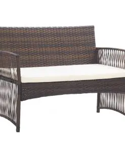 vidaXL 4 Piece Garden Lounge Set with Cushion Poly Rattan Brown