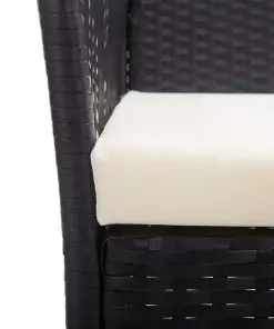 vidaXL Garden Armchairs with Cushions 2 pcs Black Poly Rattan