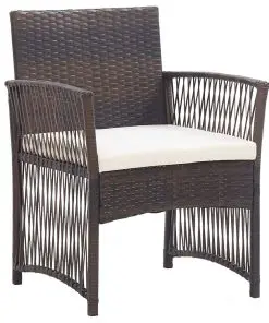 vidaXL Garden Armchairs with Cushions 2 pcs Brown Poly Rattan