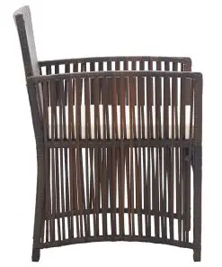 vidaXL Garden Armchairs with Cushions 2 pcs Brown Poly Rattan