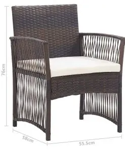 vidaXL Garden Armchairs with Cushions 2 pcs Brown Poly Rattan