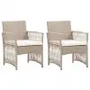 vidaXL Garden Armchairs with Cushions 2 pcs Beige Poly Rattan