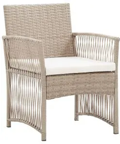 vidaXL Garden Armchairs with Cushions 2 pcs Beige Poly Rattan