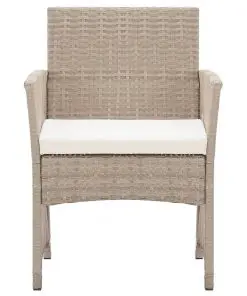 vidaXL Garden Armchairs with Cushions 2 pcs Beige Poly Rattan